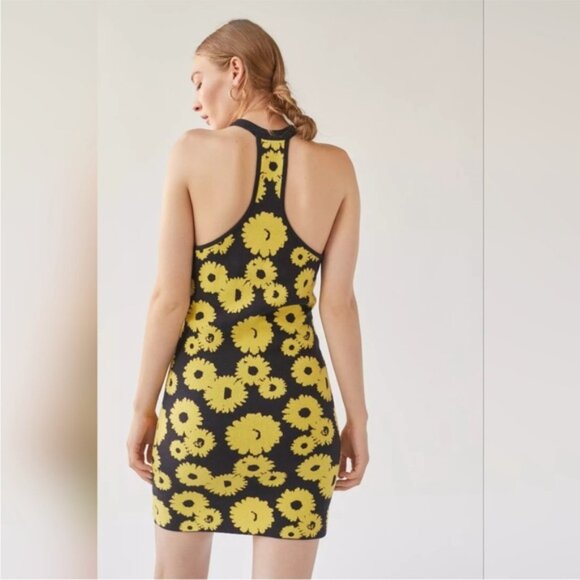 Urban Outfitters | Charlie Mockneck Sweater Dress New Medium Floral Black Yellow - Picture 6 of 9